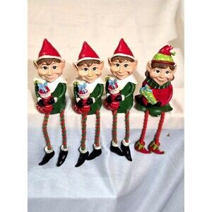 Vtg Resin Christmas Shelf Elf's Set of 4 (see last pic. has minor flaw)